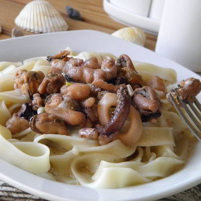 Лапша с морепродуктами