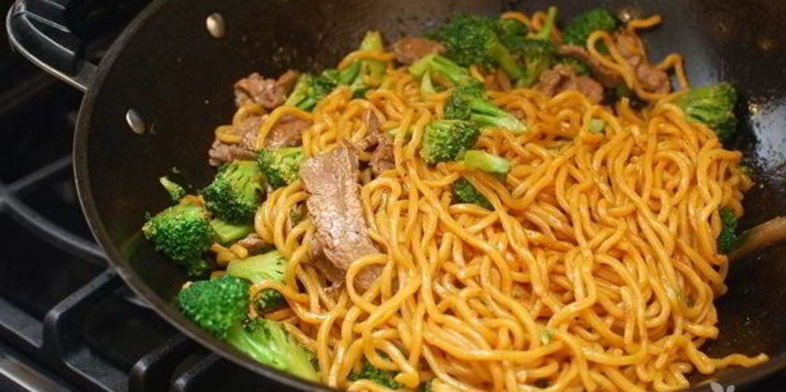 Рецепт лапши с мясом и брокколи