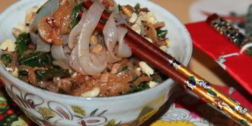 лапша ширатаки со шпинатом