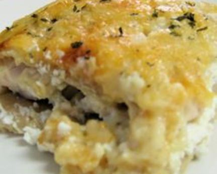 Итальянская белая лазанья с курицей, прошутто и шампиньонами