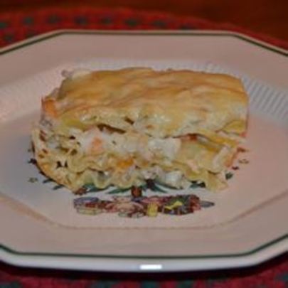 Лазанья с креветками и крабовыми палочками