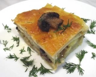 Лазанья с твердым сыром и шампиньонами