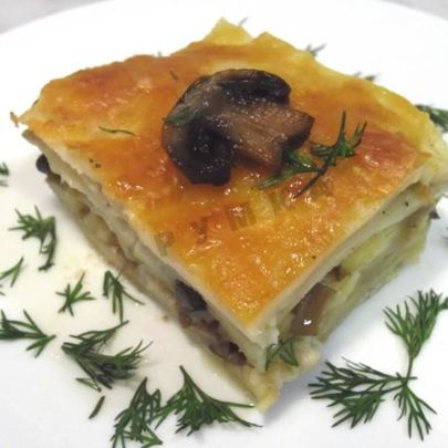 Лазанья с твердым сыром и шампиньонами