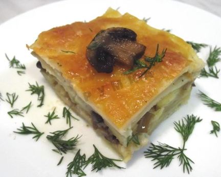 Лазанья с твердым сыром и шампиньонами