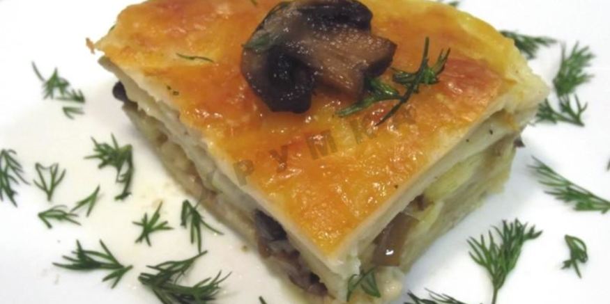 Рецепт лазаний с твердым сыром и шампиньонами
