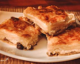 Лазанья сырная с грибами
