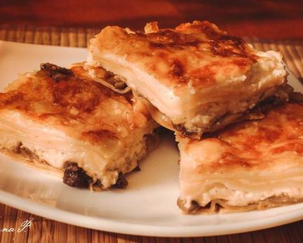 Лазанья сырная с грибами