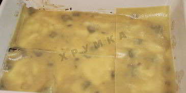 мясная лазанья с грибным соусом