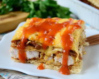 Вафельная лазанья с курицей