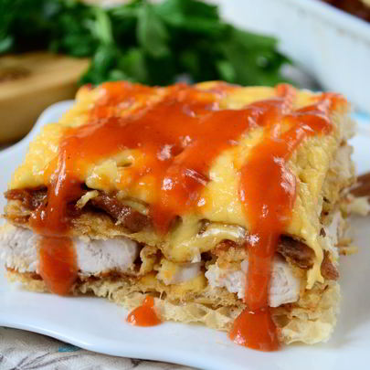 Вафельная лазанья с курицей