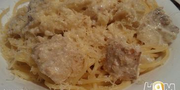 барракуда в сливочном соусе со спагетти
