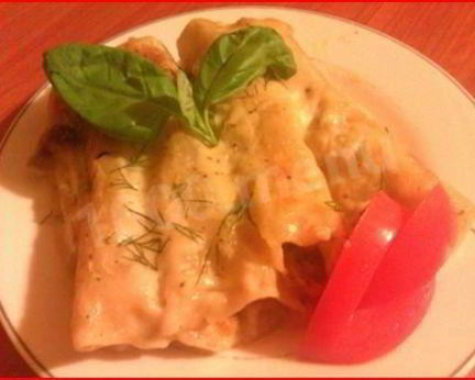 Каннелони с мясным фаршем и овощами