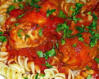 Макароны с курицей