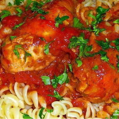 Макароны с курицей