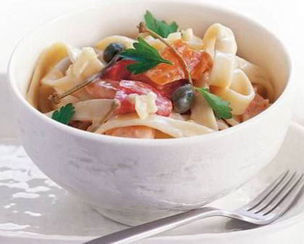 Паста с копченым лососем