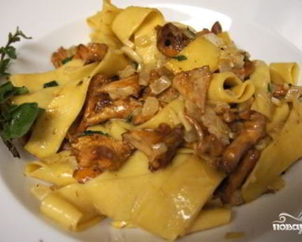 Паста с лисичками