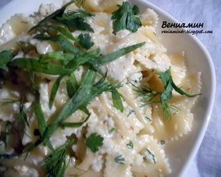 Паста с мясом криля и маскарпоне