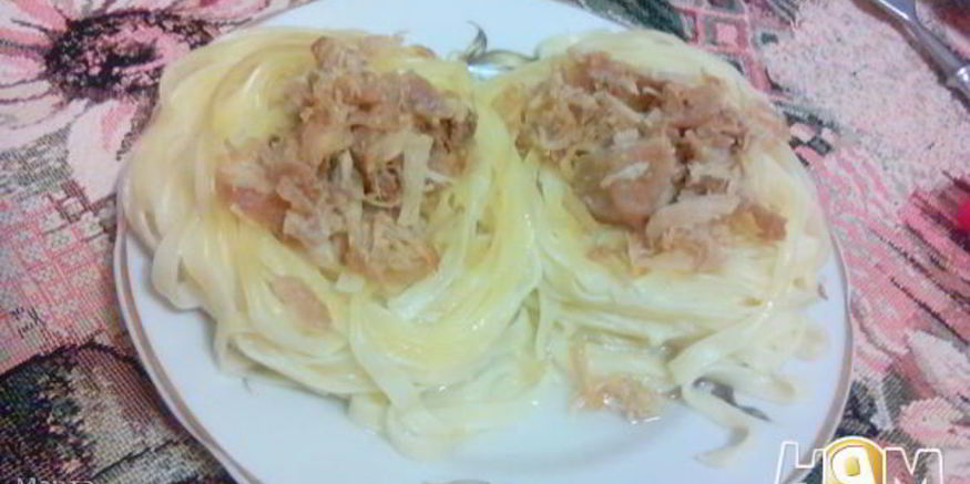Рецепт спагетти-гнезд с мясом