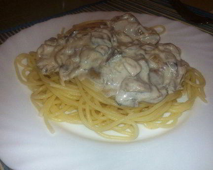 Спагетти с куриными грудками