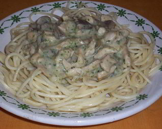 Спагетти с курочкой в изумрудном соусе