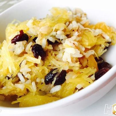 Спагетти-тыква запеченая с рисом и сухофруктами