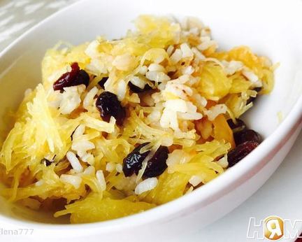 Спагетти-тыква запеченая с рисом и сухофруктами