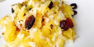 спагетти-тыква запеченая с рисом и сухофруктами