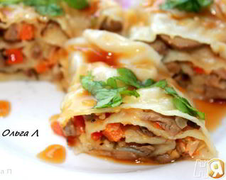 Ханум с сырно-грибной начинкой