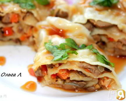 Ханум с сырно-грибной начинкой