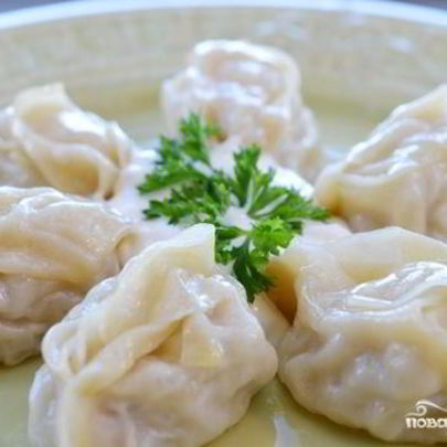 Манты с фаршем и картошкой