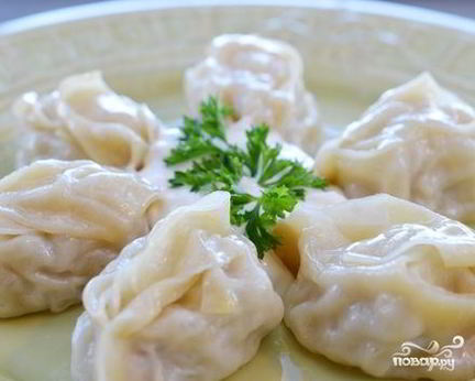 Манты с фаршем и картошкой