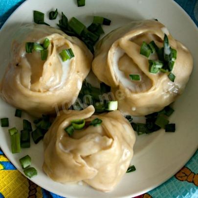 Манты с рыбой и рисом