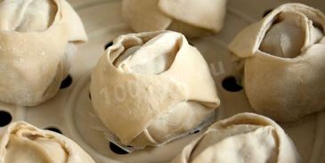 манты с рыбой и рисом