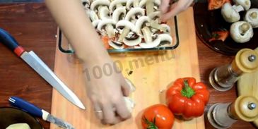 картошка по-французски с фаршем помидорами грибами