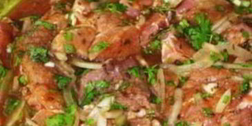 мясо по-французски с баклажанами