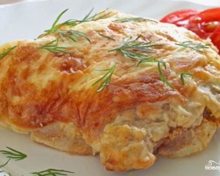 Мясо по-французски с фаршем