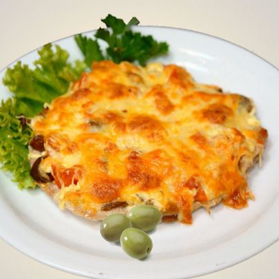 Мясо по-французски с картошкой и вешенками