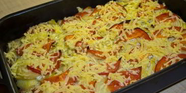 мясо свинины по-французски с помидорами картошкой сыром