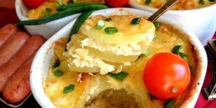 Рецепт запеченного картофеля со сливками и чесноком по-французски