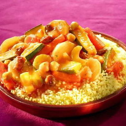 Баранина с тушеными овощами и кускусом