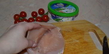 куриное филе с сыром, беконом и помидорами