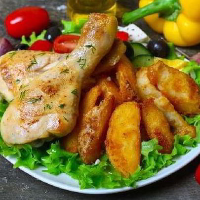 Куриные ножки с румяным картофелем