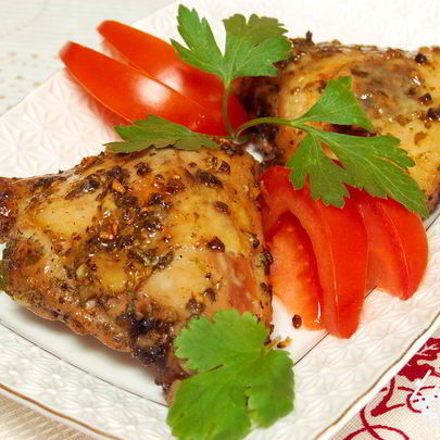 Куриные окорочка в маринаде из кинзы