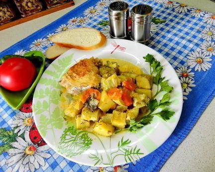 Курица с кабачками в мультиварке