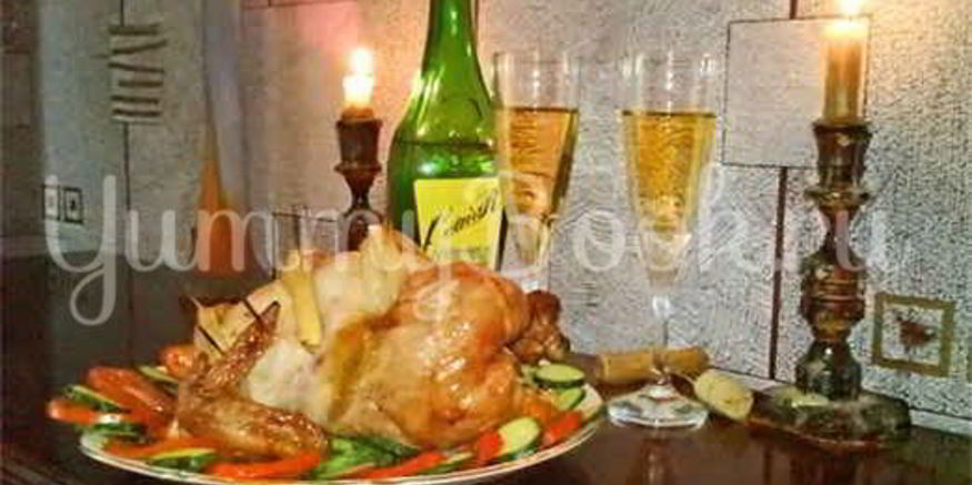 Рецепт курицы запеченной, фаршированной рисом