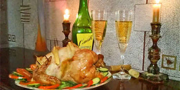 курица запеченная, фаршированная рисом