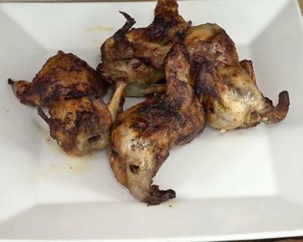 Перепела на вертеле в медовом маринаде