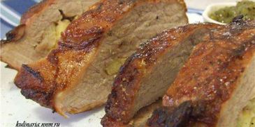 свинина с фруктами и конфитюром из киви