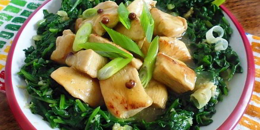 Рецепт цыпленка на зеленой подушке