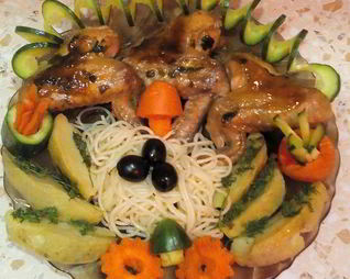 Тушеные куриные крылышки Летняя фантазия